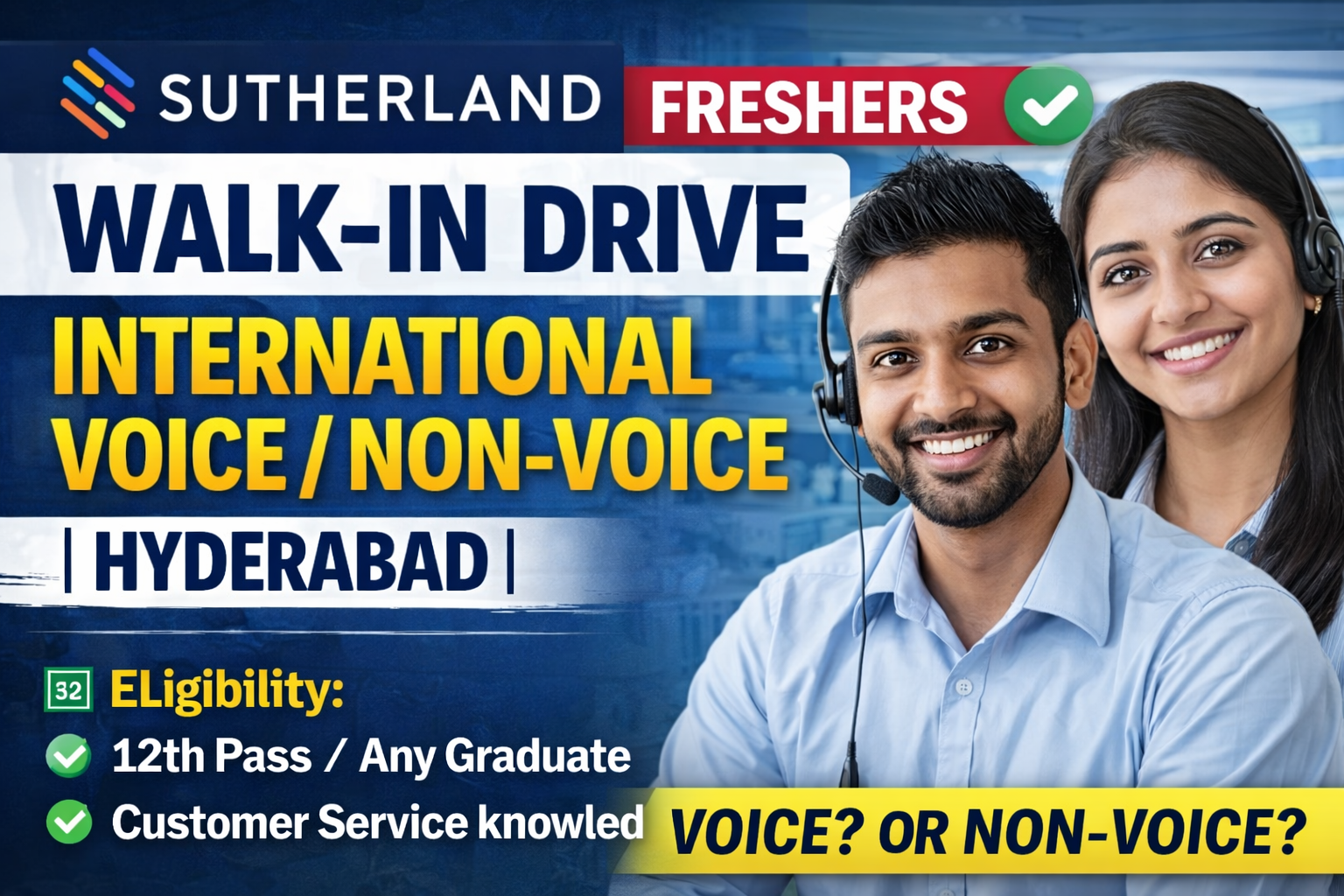 Sutherland Walk-in Drive for Freshers – International Voice / Non-Voice ...